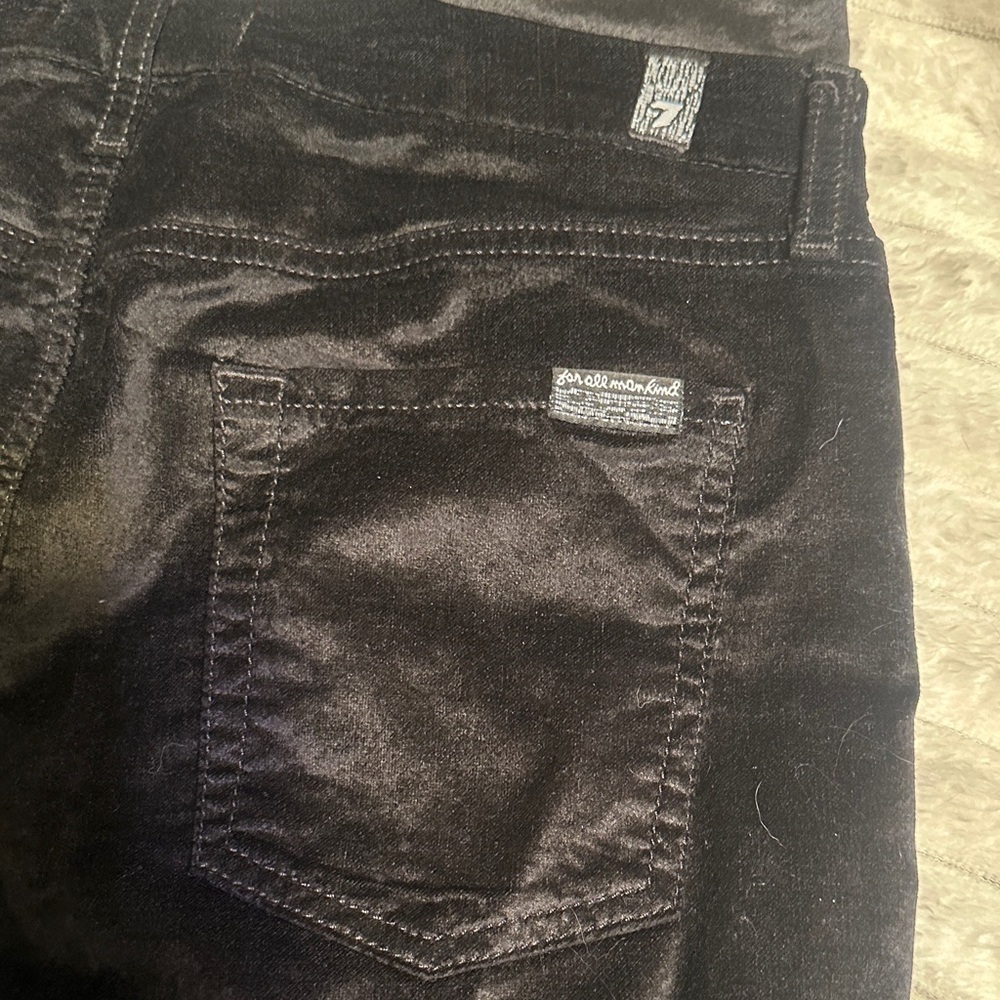 7 For All Mankind Women's black crushed velvet Skinny Pants size 28 - Picture 2 of 9